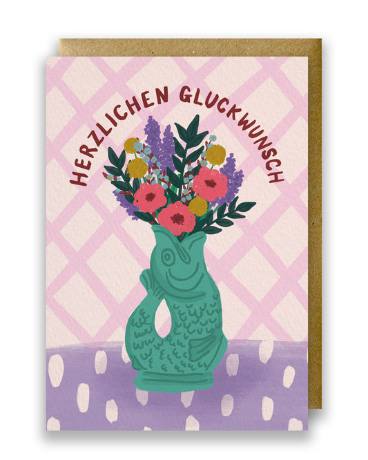 Aufklappbare Grußkarte | Herzlichen Gluckwunsch | Grün