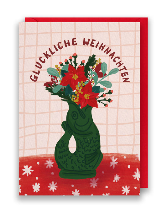Gluckliche Weihnachten - mit "u"! Aufklappbare Grußkarte