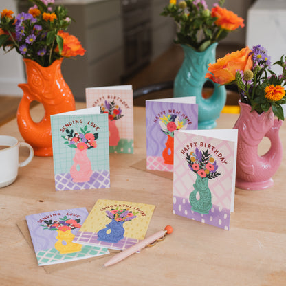 Carte de vœux pliable | Herzlichen Gluckwunsch | Rose