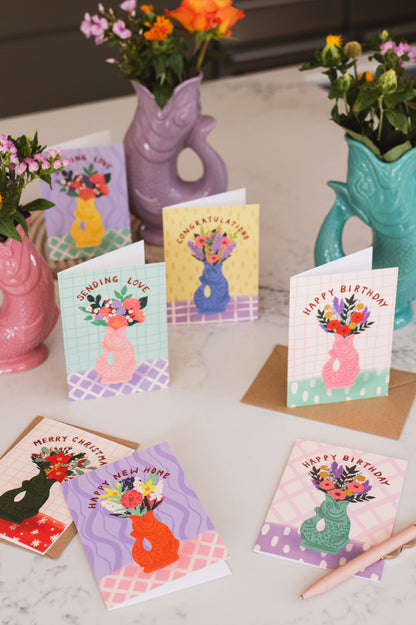 Carte de vœux pliable | Herzlichen Gluckwunsch | Rose