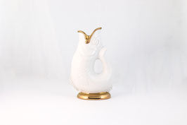 Gluckigluck glugge jug fisch-karaffe fisch-vase glucksi gluckser schuppen fisch-krug gluck-gluck keramik-fisch m. carafon gift company ivory friends einrichten design hotel ultra white weiss blanc blanche kupfer cuivre copper geschenk gift monsieur